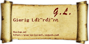 Gierig Lóránt névjegykártya